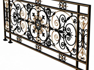 ferro forjado grade de varanda forjada barroco cl&aacute;ssico Modelo 3D