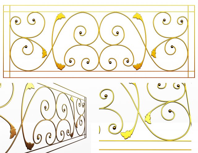 forging iron forged balcony railing 3D Model .c4d .max .obj .3ds .fbx .stl .blend 
