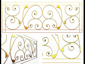 단조 철 단조 발코니 난간 3D 모델