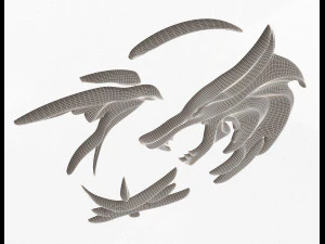 bas-relief of wolves 3D Model