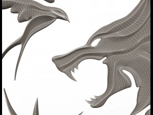 bas-relief of wolves 3D Model