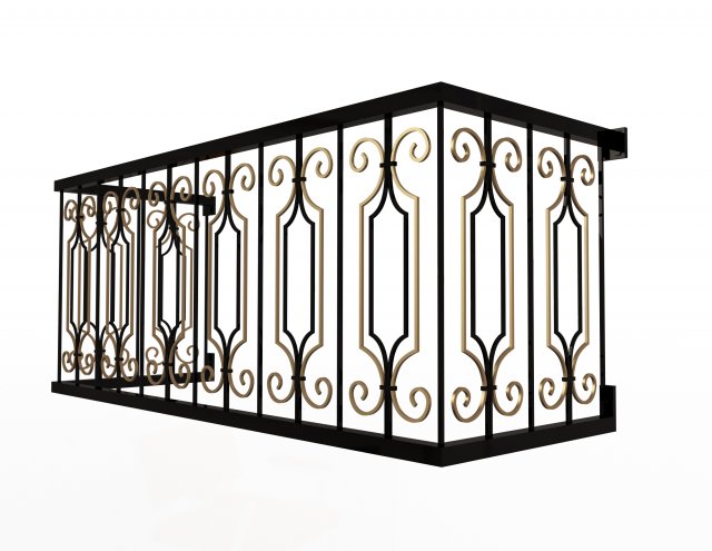 forging iron forged balcony railing baroque classic 02 Model 3D .c4d .max .obj .3ds .fbx .stl .blend 