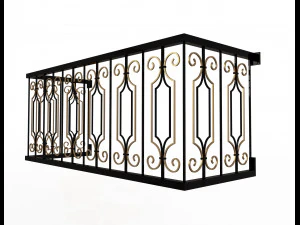 鍛造鉄鍛造バルコニー手すりバロッククラシック 02 3Dモデル