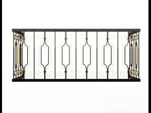 forging iron forged balcony railing baroque classic 02 Model 3D