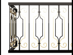forging iron forged balcony railing baroque classic 02 Model 3D