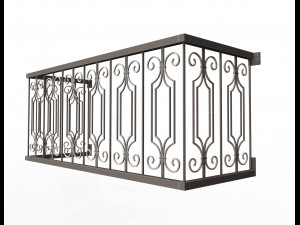 forging iron forged balcony railing baroque classic 02 Model 3D