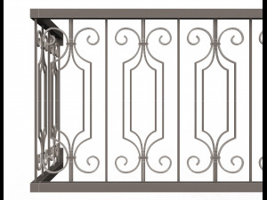 forging iron forged balcony railing baroque classic 02 Model 3D