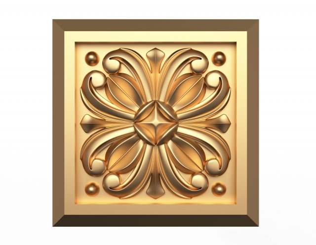 rosette carved decoration cnc 019 3D Model .c4d .max .obj .3ds .fbx .stl .blend 