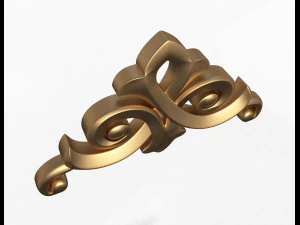 кутова різьблена гіпсова ліпнина декор 03 3D Модель