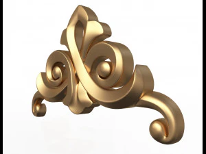 кутова різьблена гіпсова ліпнина декор 03 3D Модель