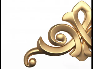 кутова різьблена гіпсова ліпнина декор 03 3D Модель