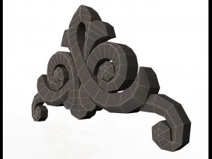 кутова різьблена гіпсова ліпнина декор 03 3D Модель