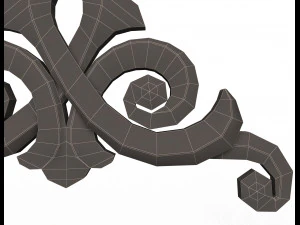 кутова різьблена гіпсова ліпнина декор 03 3D Модель