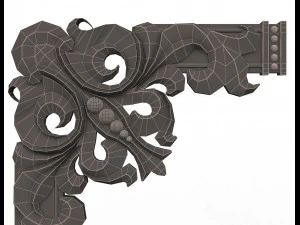 corner carved plaster molding decoration 04 3D Model