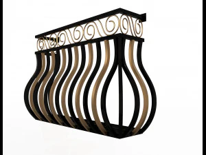 forging iron forged balcony railing 03 3D Model