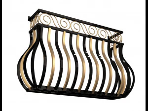 forging iron forged balcony railing 03 3D Model