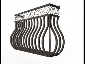 forging iron forged balcony railing 03 3D Model