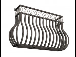 forging iron forged balcony railing 03 3D Model