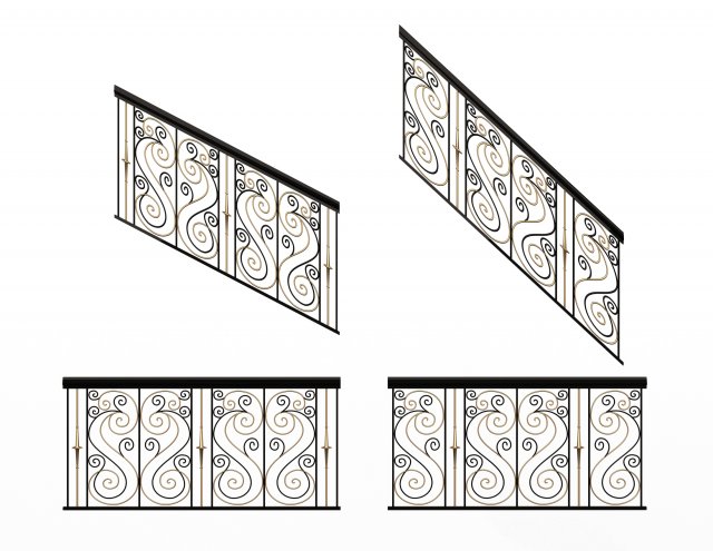 forging iron forged balcony railing 04 3D Model .c4d .max .obj .3ds .fbx .stl .blend 