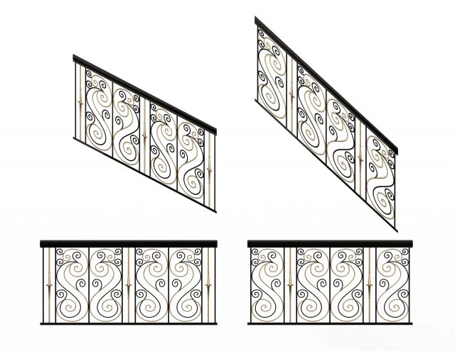 forging iron forged balcony railing 04 3D Model .c4d .max .obj .3ds .fbx .stl .blend 
