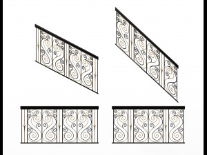 forging iron forged balcony railing 04 3D Model