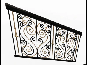 forging iron forged balcony railing 04 3D Model