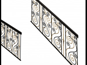 forging iron forged balcony railing 04 3D Model