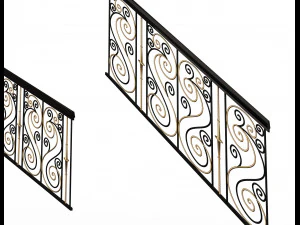 forging iron forged balcony railing 04 3D Model