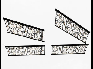 forging iron forged balcony railing 04 3D Model