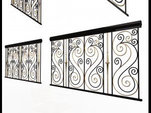 forging iron forged balcony railing 04 3D Model