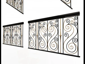 forging iron forged balcony railing 04 3D Model