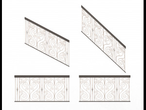 forging iron forged balcony railing 04 3D Model