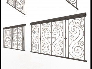 forging iron forged balcony railing 04 3D Model