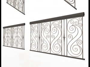 forging iron forged balcony railing 04 3D Model