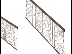 forging iron forged balcony railing 04 3D Model