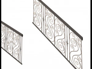 forging iron forged balcony railing 04 3D Model