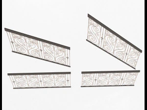 forging iron forged balcony railing 04 3D Model