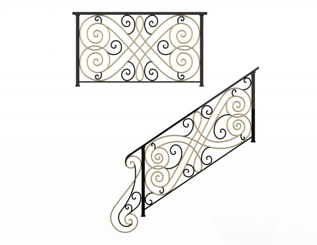 forging iron forged balcony railing 05 3D Model .c4d .max .obj .3ds .fbx .stl .blend 