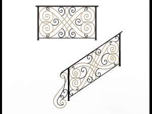 forging iron forged balcony railing 05 3D Model