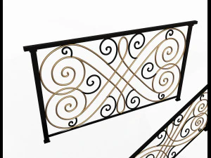 forging iron forged balcony railing 05 3D Model