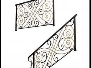 forging iron forged balcony railing 05 3D Model