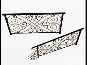 forging iron forged balcony railing 05 3D मॉडल