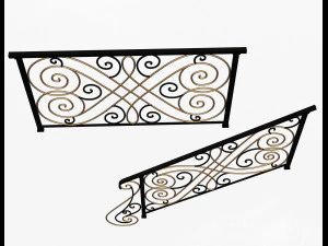 forging iron forged balcony railing 05 3D Model