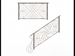 forging iron forged balcony railing 05 3D मॉडल