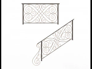 forging iron forged balcony railing 05 3D Model