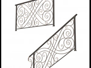 forging iron forged balcony railing 05 3D Model