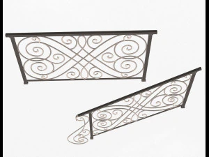 forging iron forged balcony railing 05 3D Model