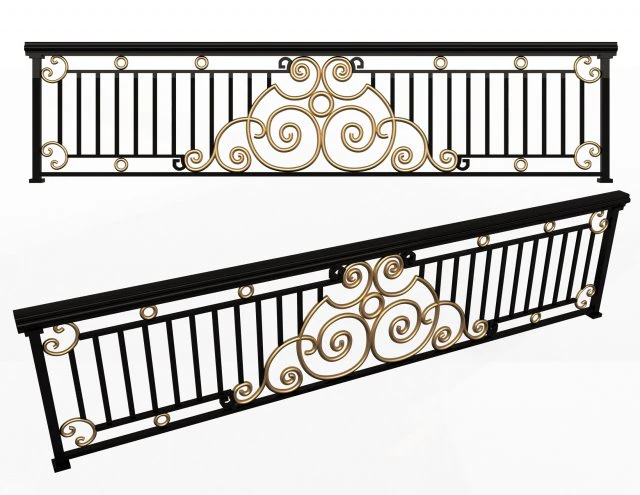 forging iron forged balcony railing 06 3D Model .c4d .max .obj .3ds .fbx .stl .blend 
