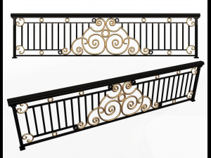 forging iron forged balcony railing 06 Modelo 3D
