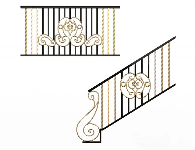 forging iron forged balcony railing 07 3D Model .c4d .max .obj .3ds .fbx .stl .blend 